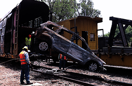Salvamento ferroviario en Acámbaro, Guanajuato